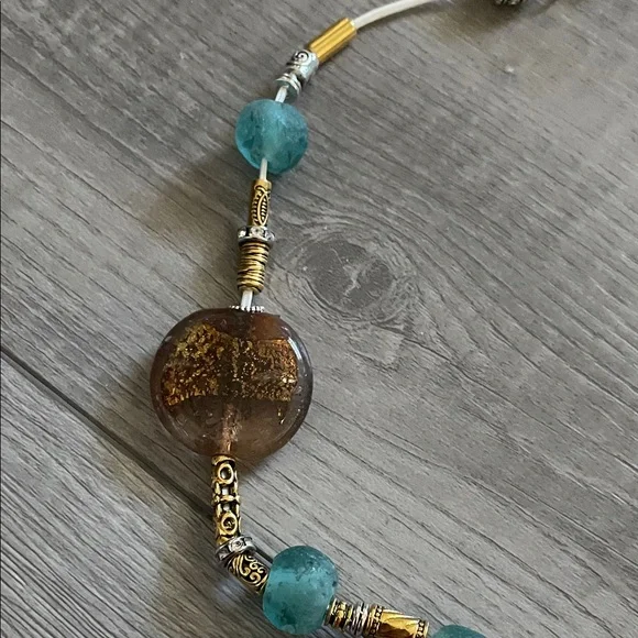 Artisan Starfish Necklace with Sea Glass and Amber Beads - Picture 6 of 10